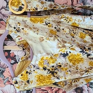Yellow floral dress snap on belt